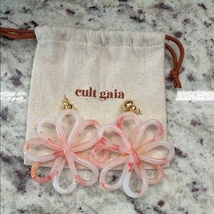 cult gaia Pink & Peach Swirl Flower Drop Earrings